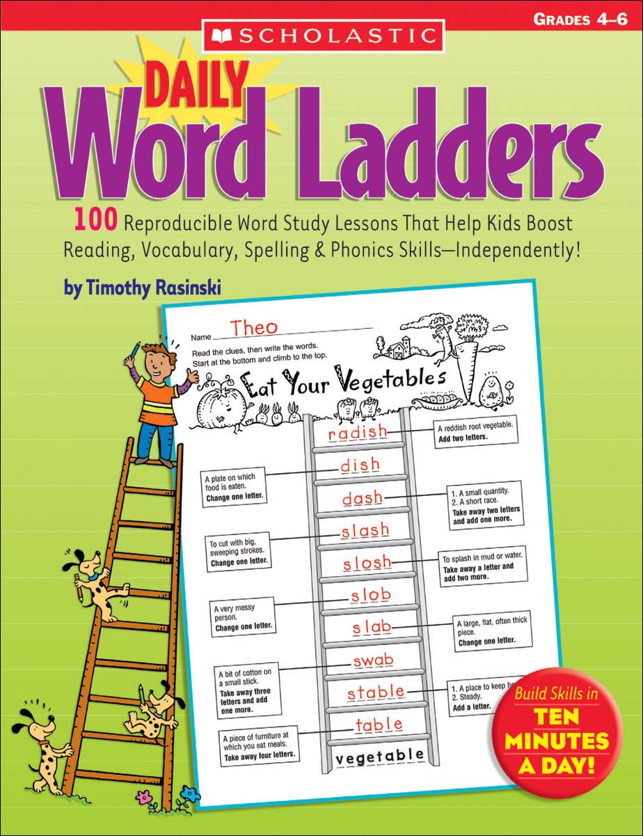 Daily Word Ladders: Grades 46: 100 Reproducible Word Study Lessons That Help Kids Boost Reading, Vocabulary, Spelling & Phonics,Used