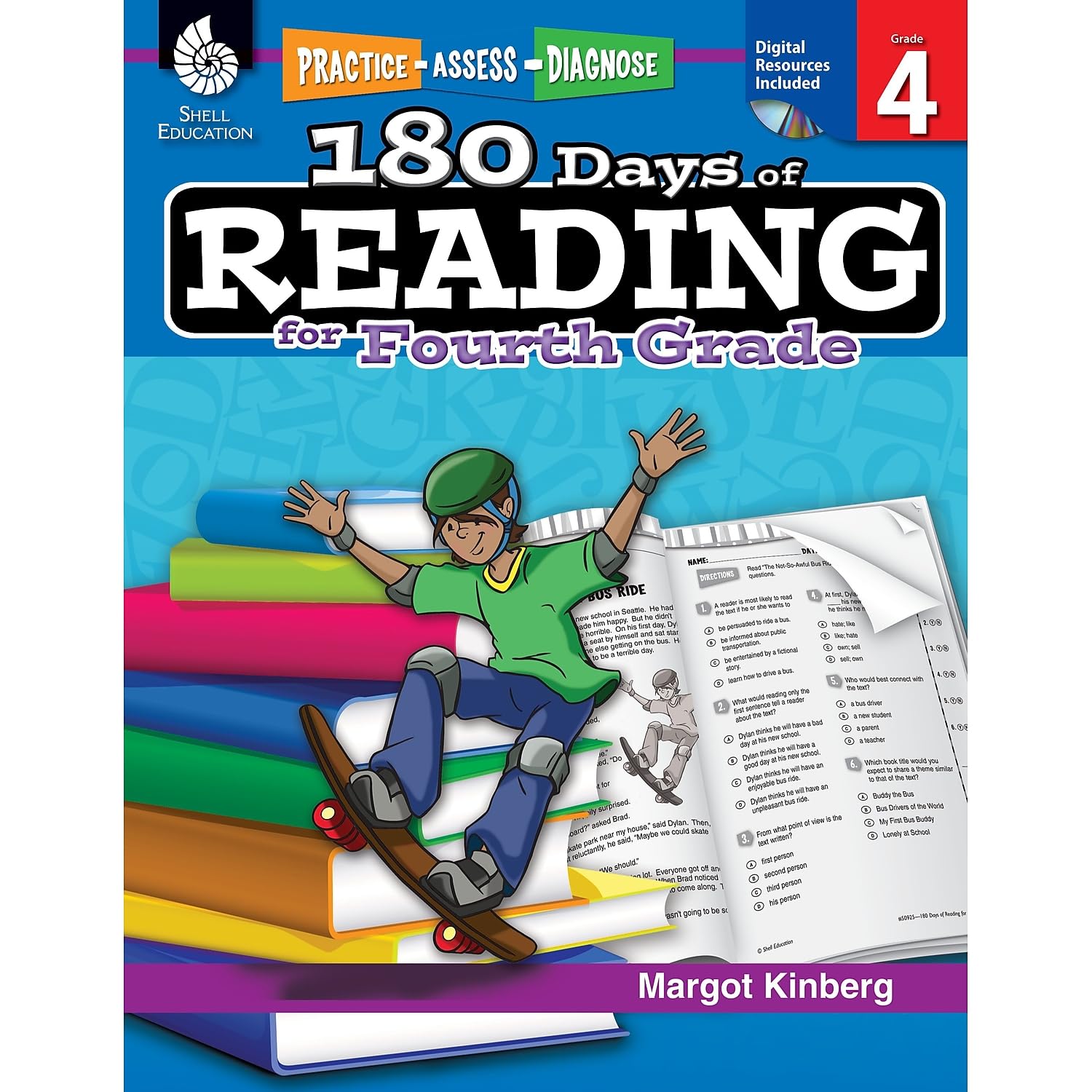 180 Days: Reading for 4th Grade Practice Workbook for Classroom and Home, Cool and Fun Practice Created by Teachers,Used