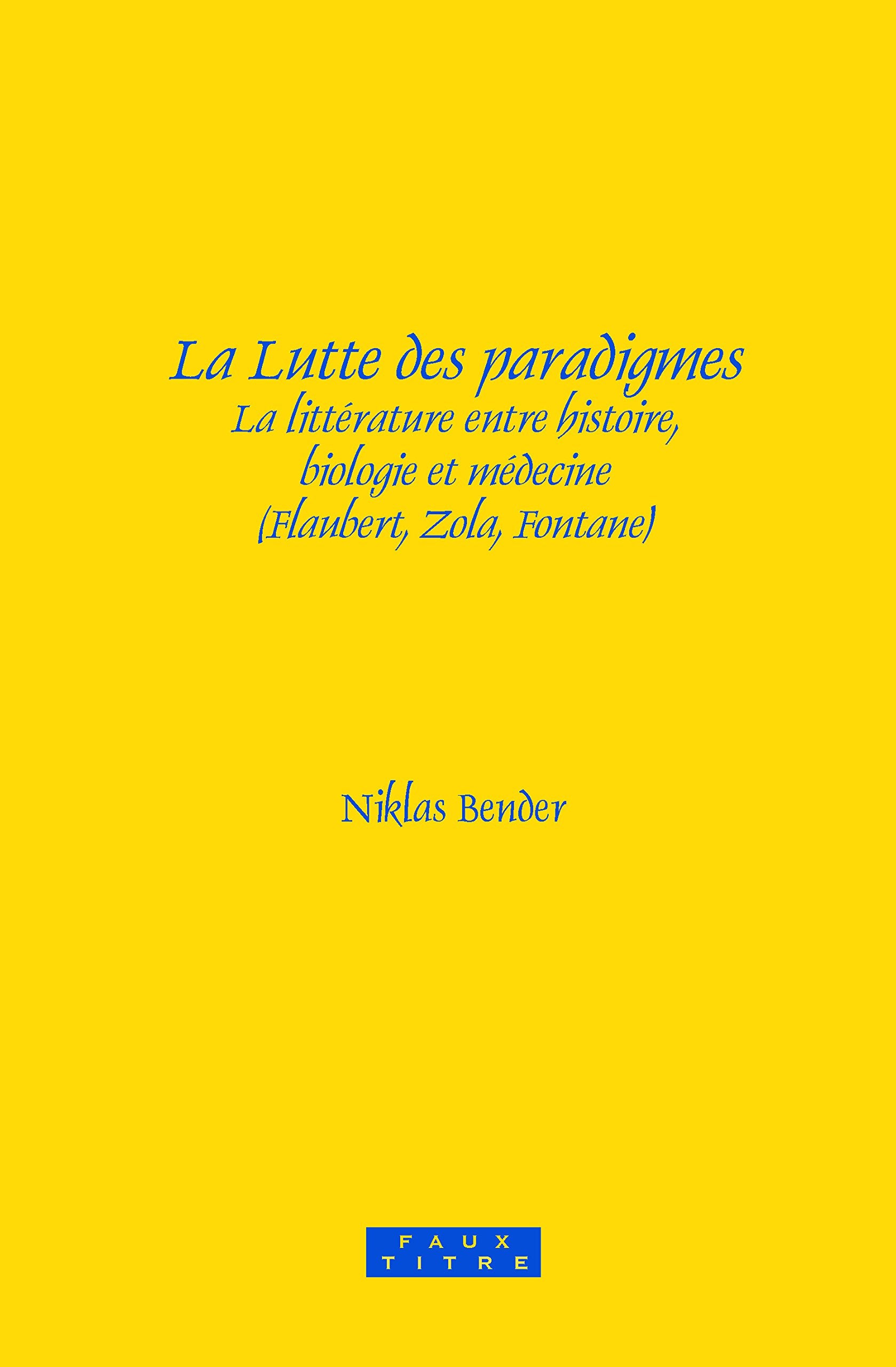 La Lutte Des Paradigmes: La Littrature Entre Histoire, Biologie Et Mdecine  Flaubert, Zola, Fontane (Faux Titre, 351) (Fren,Used