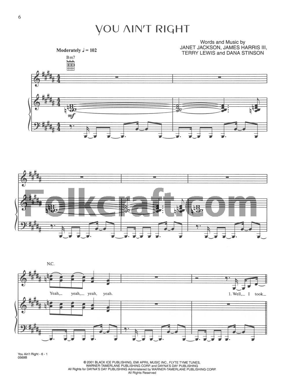 All for You: Piano/Vocal/chords,Used