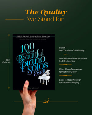 Hal Leonard Piano Sheet Music Book - 100 Beautiful Solos for Intermediate Pianists - Classical & Pop Standards