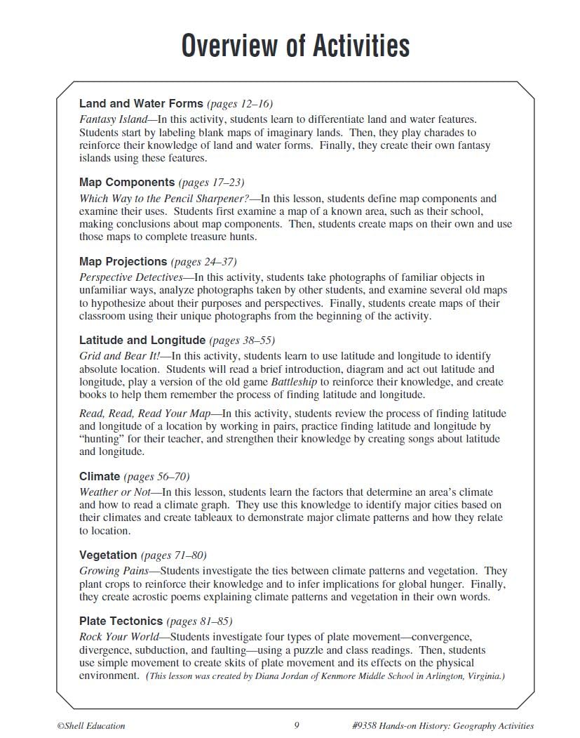 Handson History: Geography Activities  Teacher Resource Provides Fun Games and Simulations that Support HandsOn Learning (Soc,Used