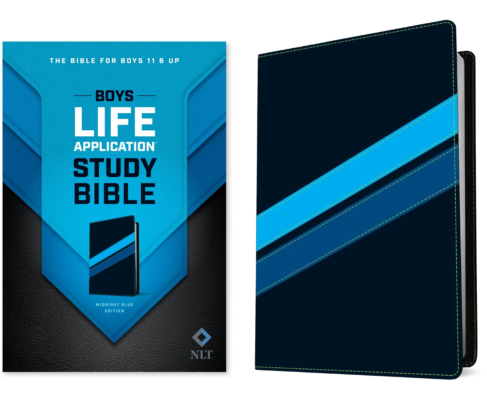 Tyndale NLT Boys Life Application Study Bible, TuTone (LeatherLike, Midnight Blue), NLT Study Bible for Boys, Foundations for Yo,Used