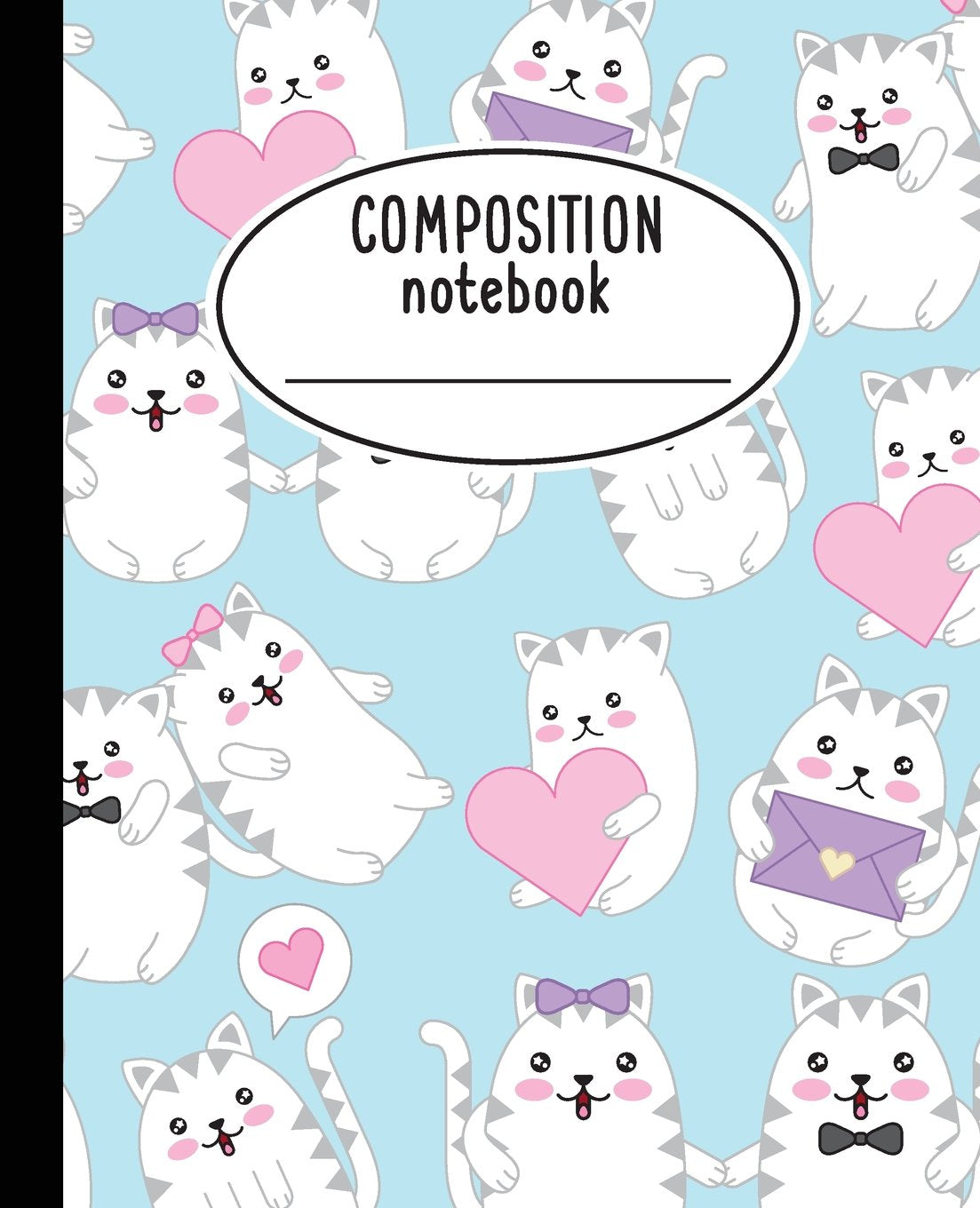 Composition Notebook: Kawaii Cute Cat Notebook For Girls  Wide Ruled Notebook 7.5'x9.25' With 100 Pages School Notebook: Compos,New