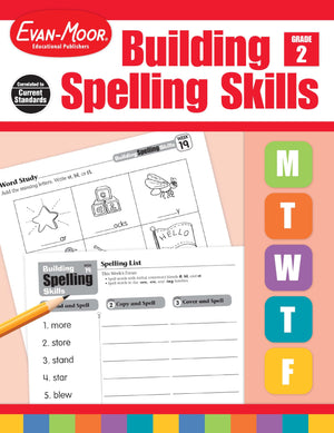 EvanMoor Building Spelling Skills, Grade 2  Homeschooling & Classroom Resource Workbook, Reproducible Worksheets, Teaching Edi,New