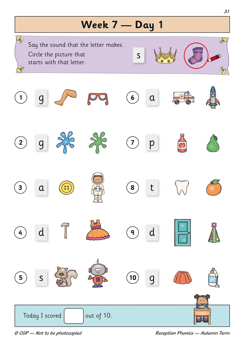 New Phonics Daily Practice Book: Reception  Autumn Term: ideal for catching up at home (CGP Primary Phonics),Used