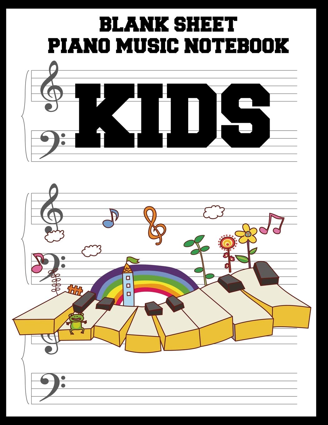 Blank Sheet Piano Music Notebook Kids: 100 Pages of Wide Staff Paper (8.5x11), perfect for learning,Used