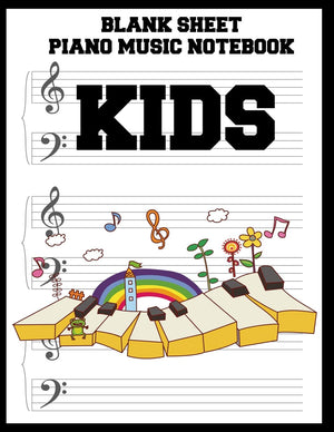 Blank Sheet Piano Music Notebook Kids: 100 Pages of Wide Staff Paper (8.5x11), perfect for learning,Used