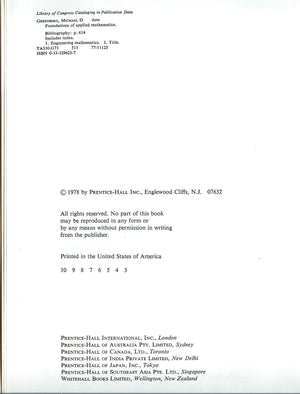 Foundations of Applied Mathematics,Used