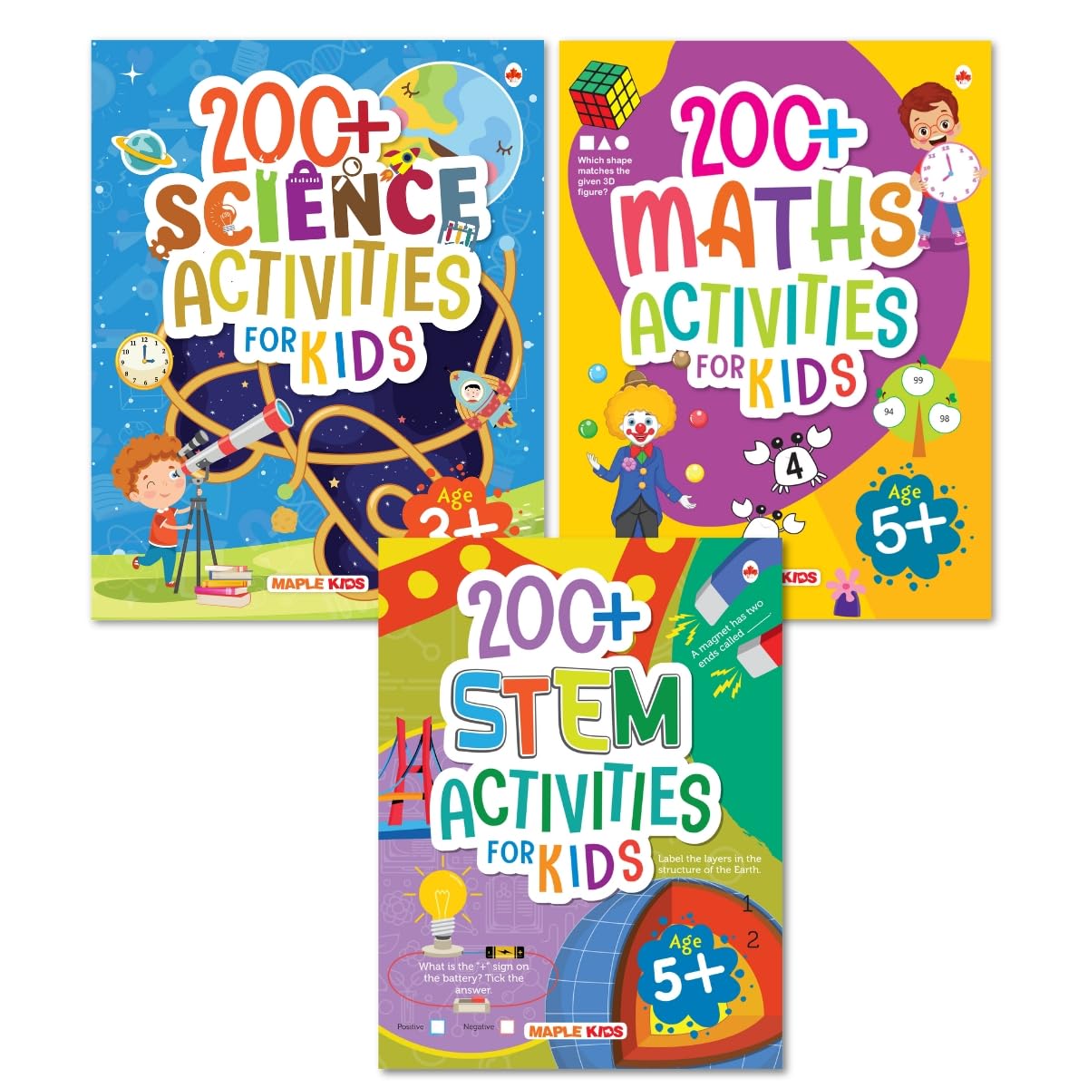 Activity Books For Kids (Set Of 3 Books) - 600+ Activities For Children - Stem, Science, Maths - Brain Boosting Activities For Age 5+ - Kids Activity Books - Early Learning Activities For Children