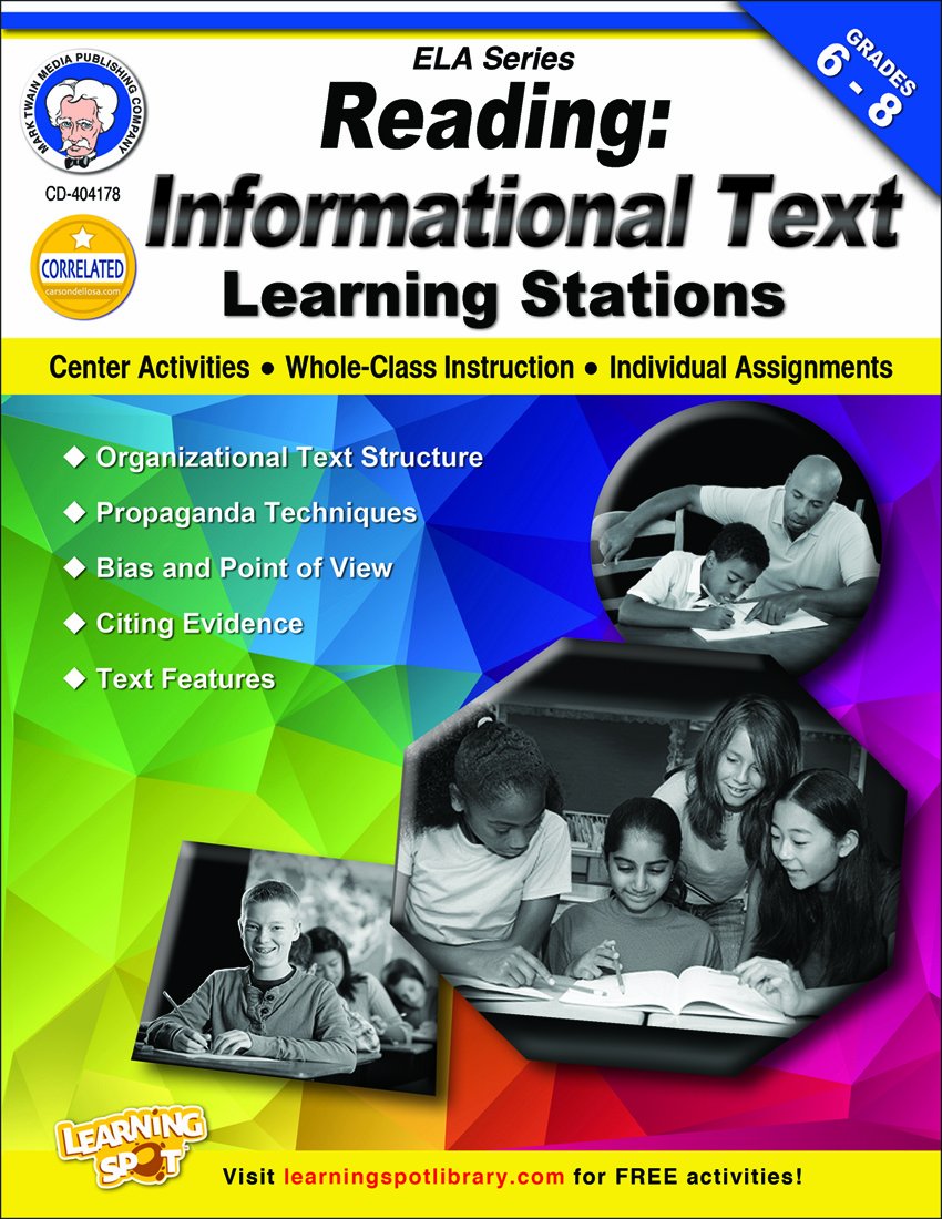 Mark Twain  Reading: Informational Text Learning Stations, Grades 6  8 (English Language Arts),Used