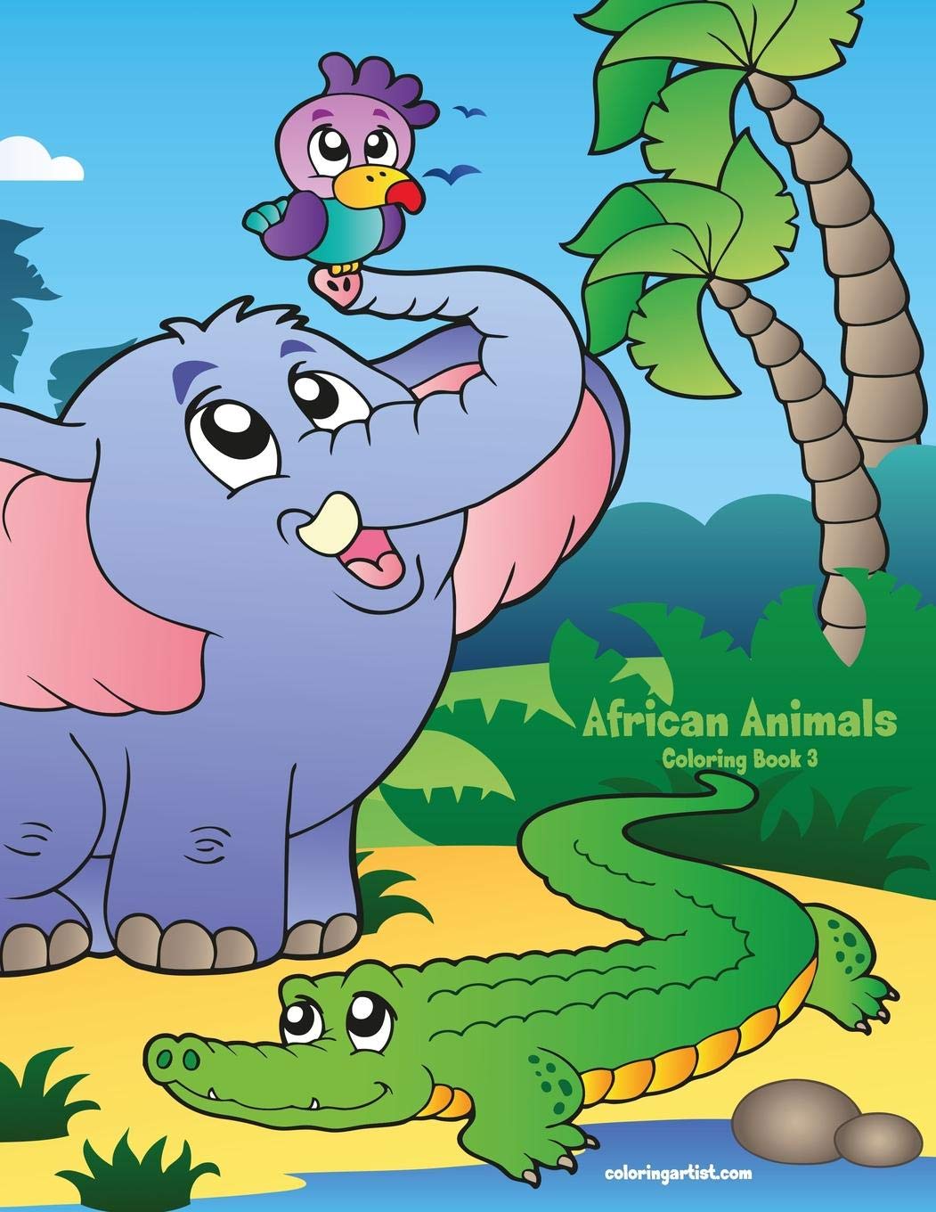 African Animals Coloring Book 3,Used
