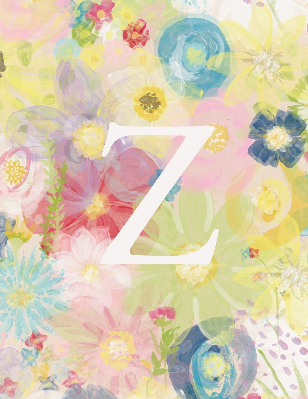 Z: Monogram Initial Z Notebook for Women and GirlsPastel Floral120 Pages 8.5 x 11,Used