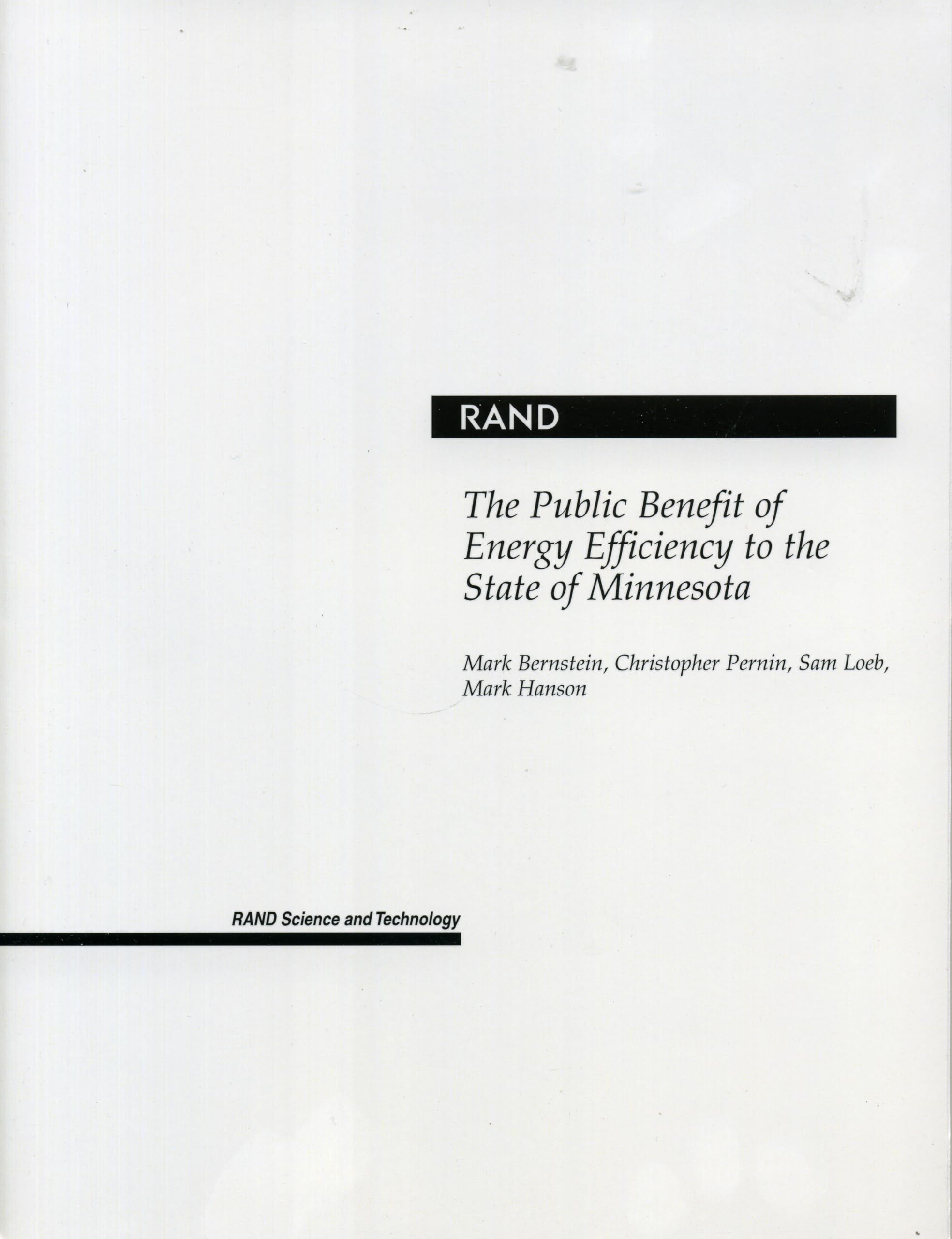 The Public Benefit Of Energy Efficiency For Minnesota,Used