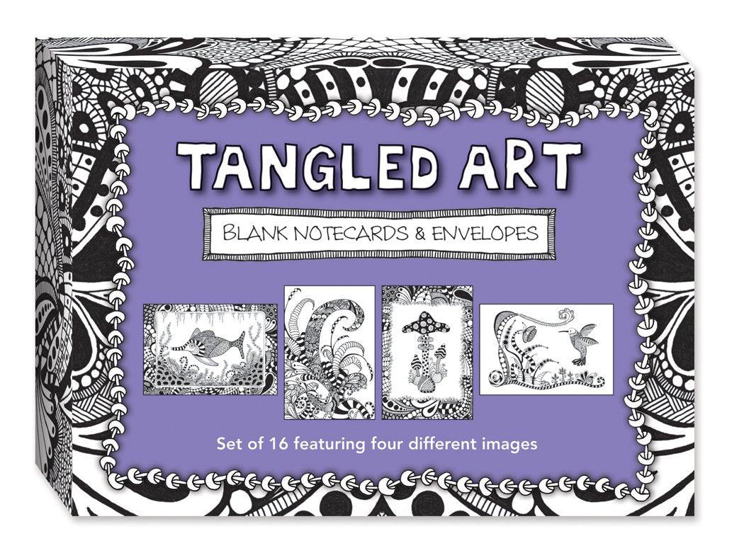 Tangled Art Blank Note Cards & Envelopes: Set Of 16 Featuring Four Different Images