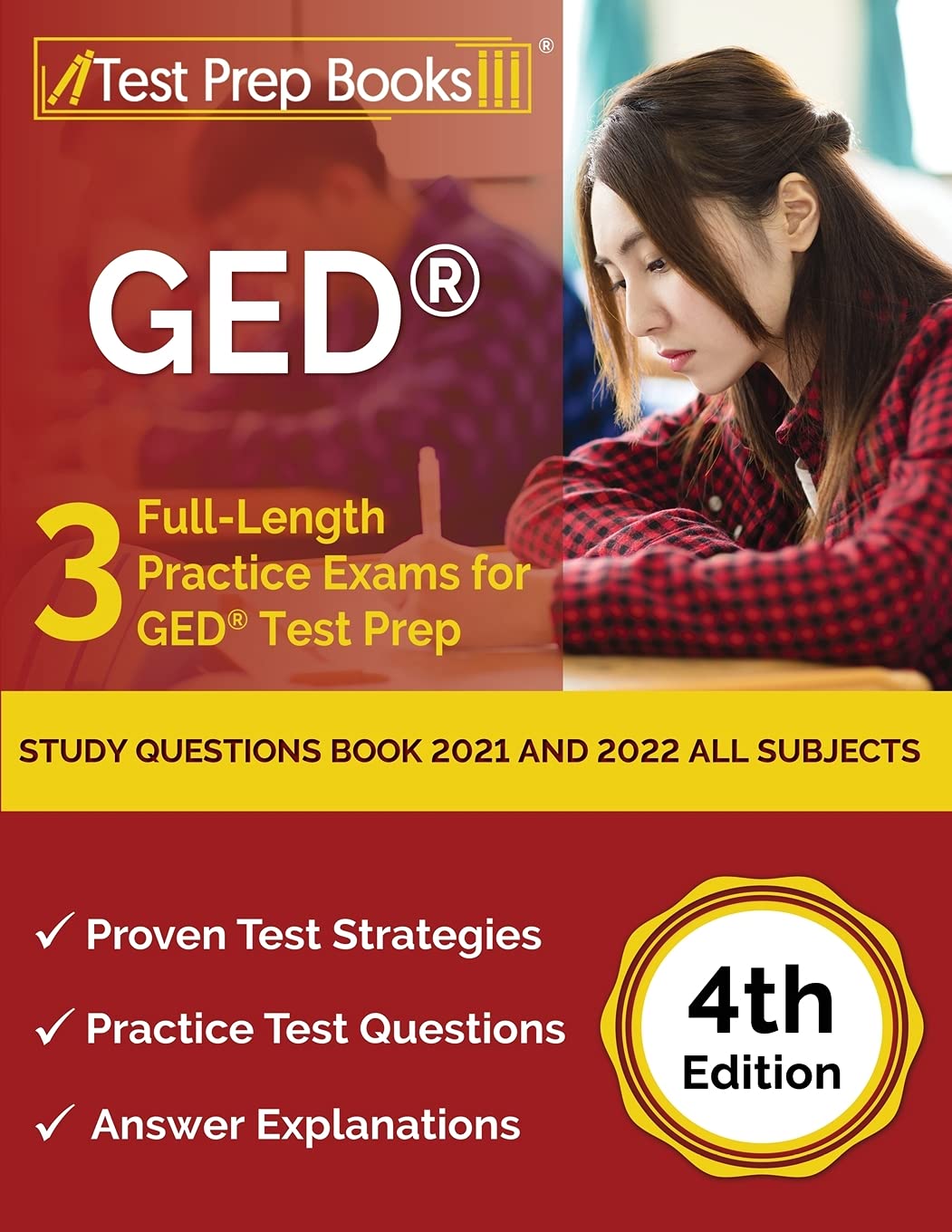 GED Study Questions Book 2021 and 2022 All Subjects: 3 FullLength Practice Exams for GED Test Prep [4th Edition],Used