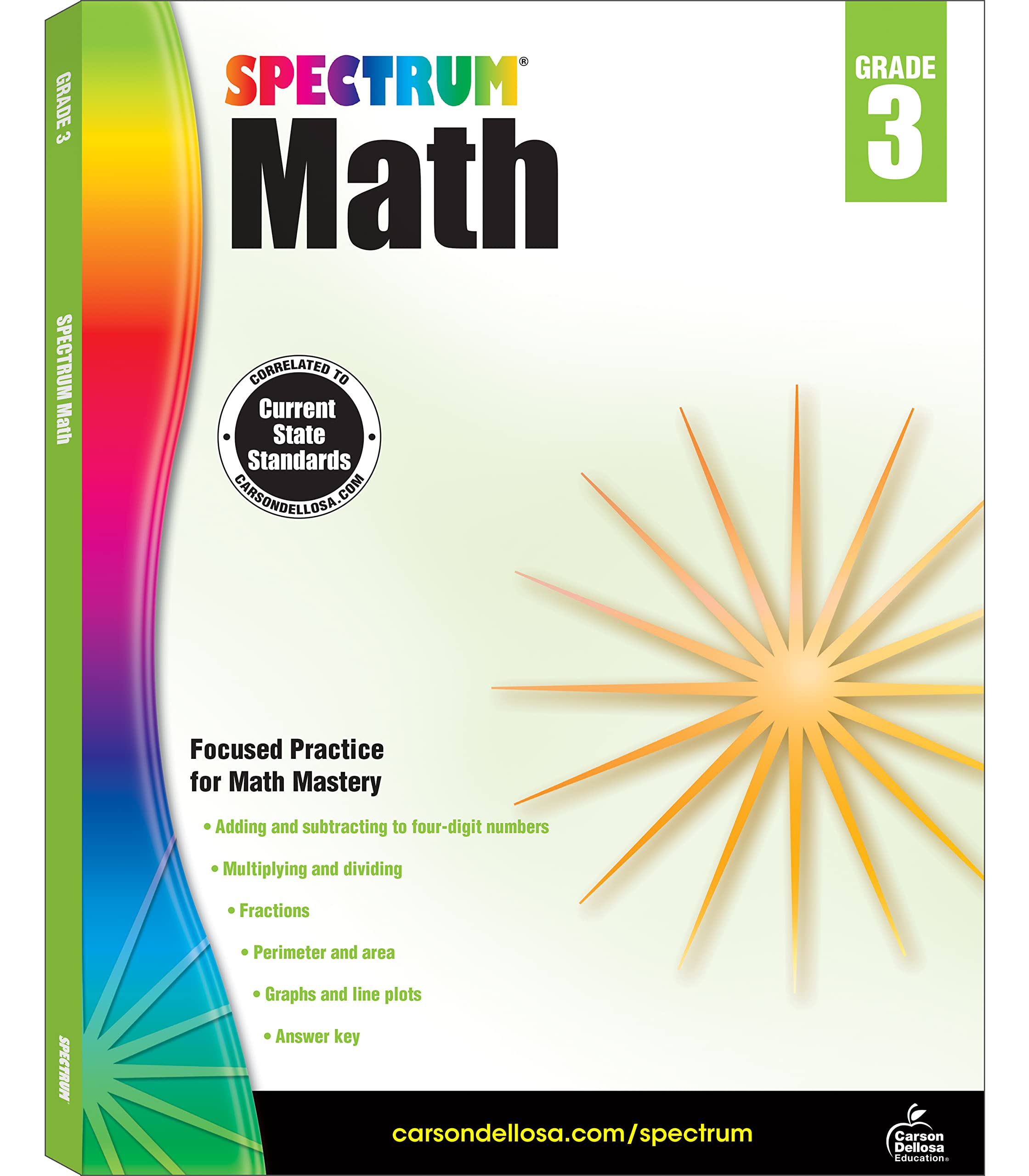 Spectrum 3rd Grade Math Workbooks, Ages 8 to 9, Math Workbooks Grade 3, Multiplication, Division, Fractions, Addition and Subtra,Used