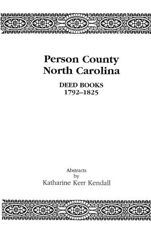 Person County, North Carolina, Deed Books, 17921825,Used