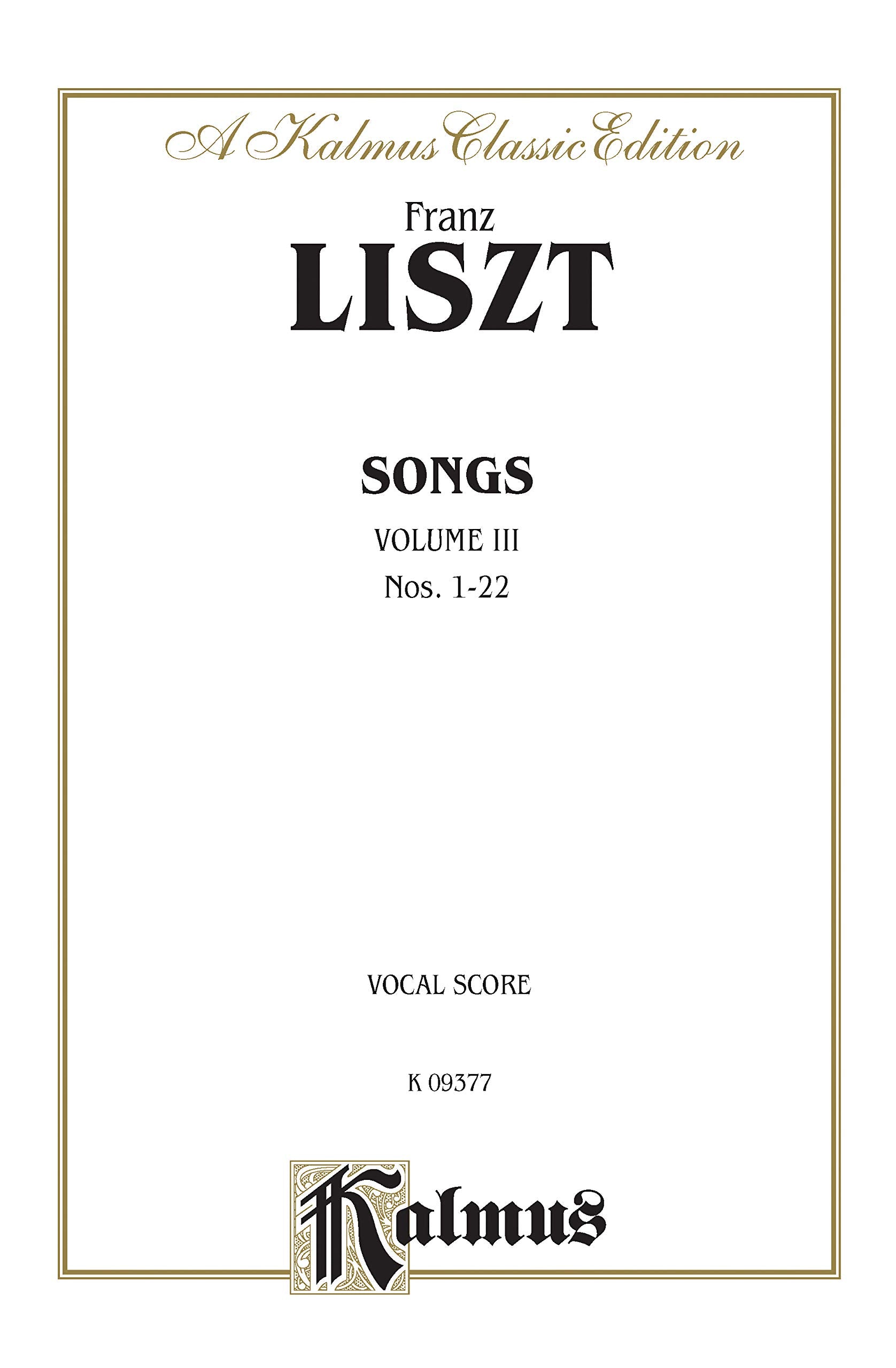 Songs, Vol 3: German Language Edition (Kalmus Edition, Vol 3) (German Edition),Used