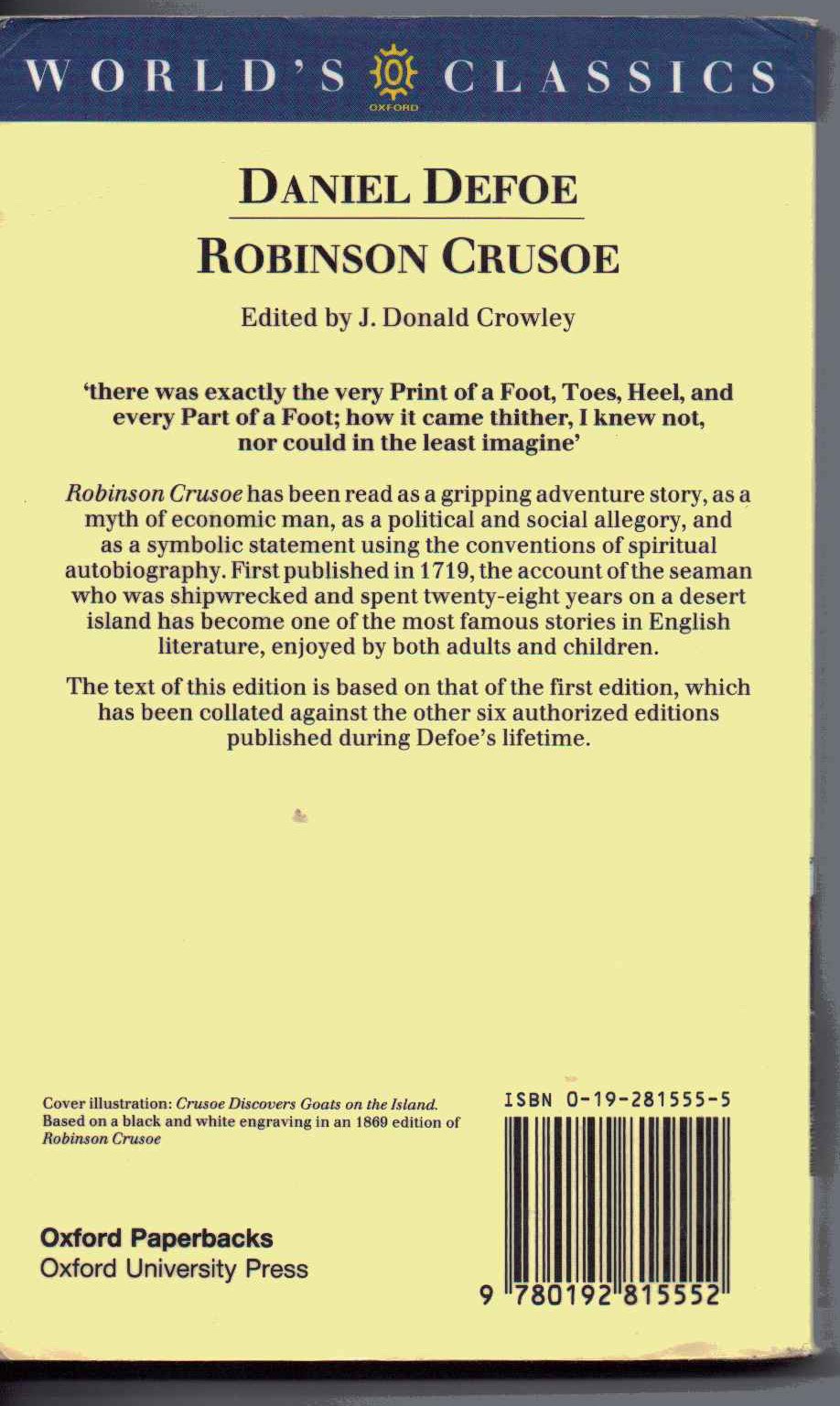 Robinson Crusoe (The ^AWorld's Classics),Used