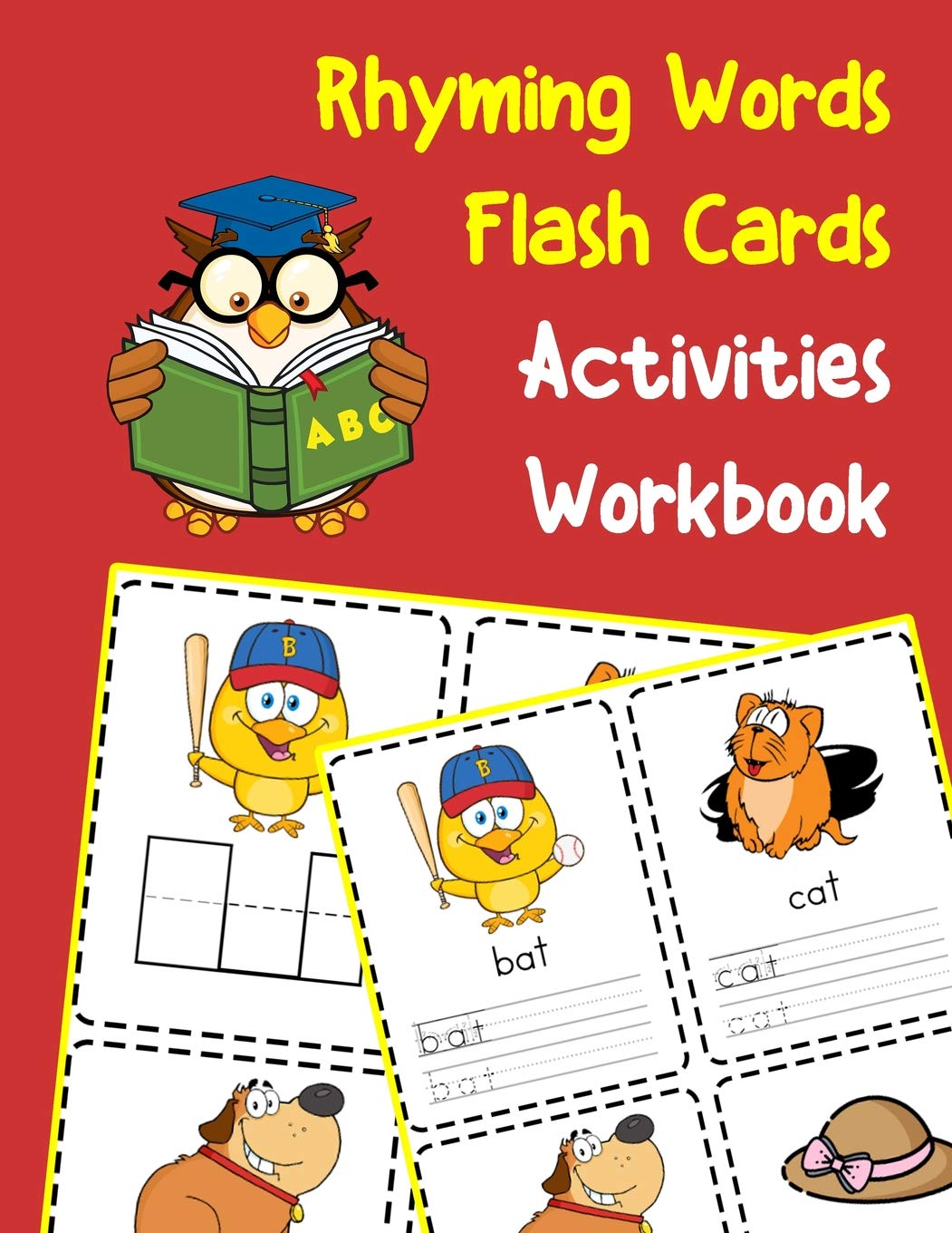 Rhyming Words Flash Cards Activities Workbook: 200 CVC vowels and consonants with pictures,Used