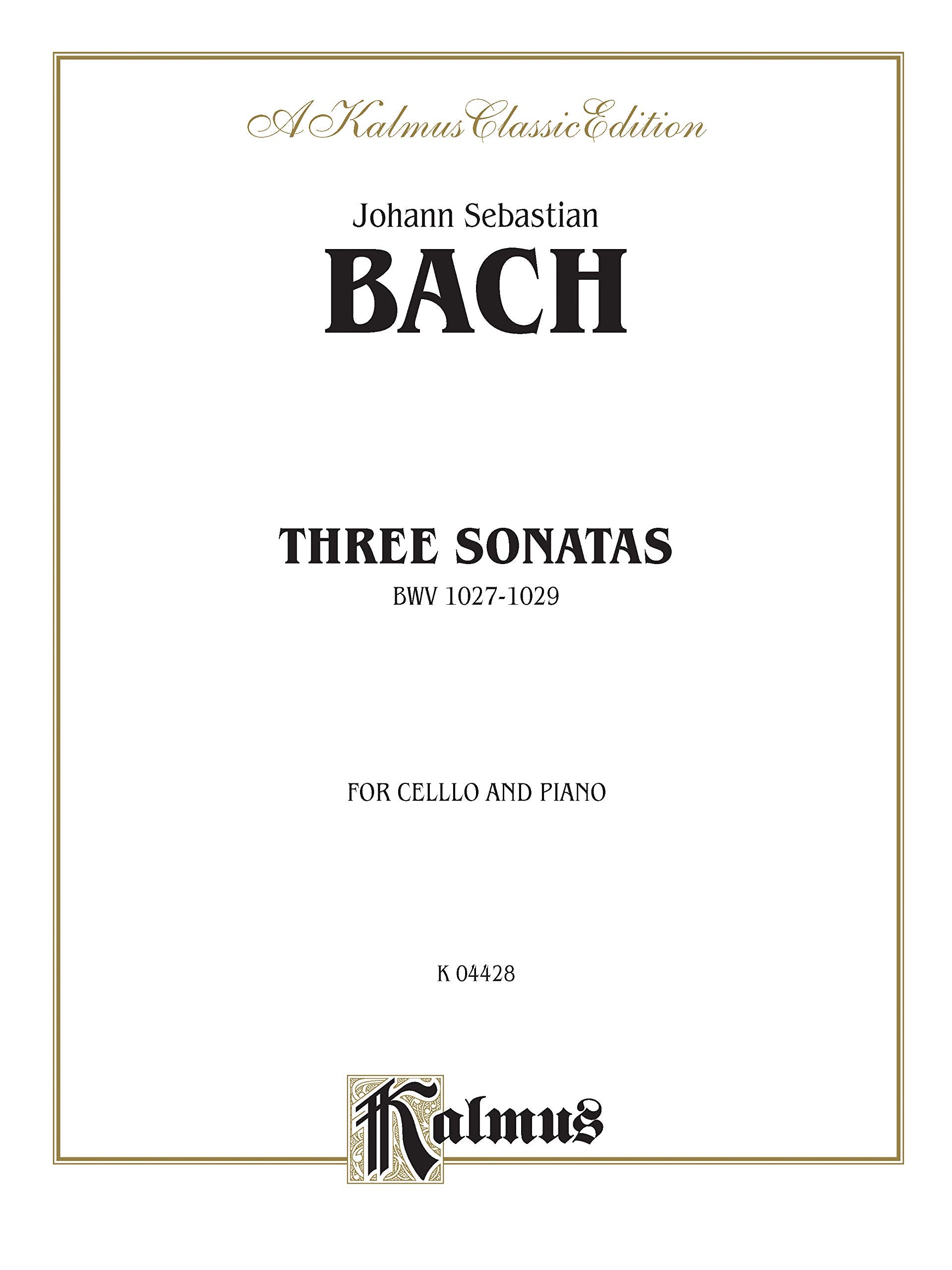 Three Sonatas for Viola da Gamba, BWV 102729 (Kalmus Edition),Used