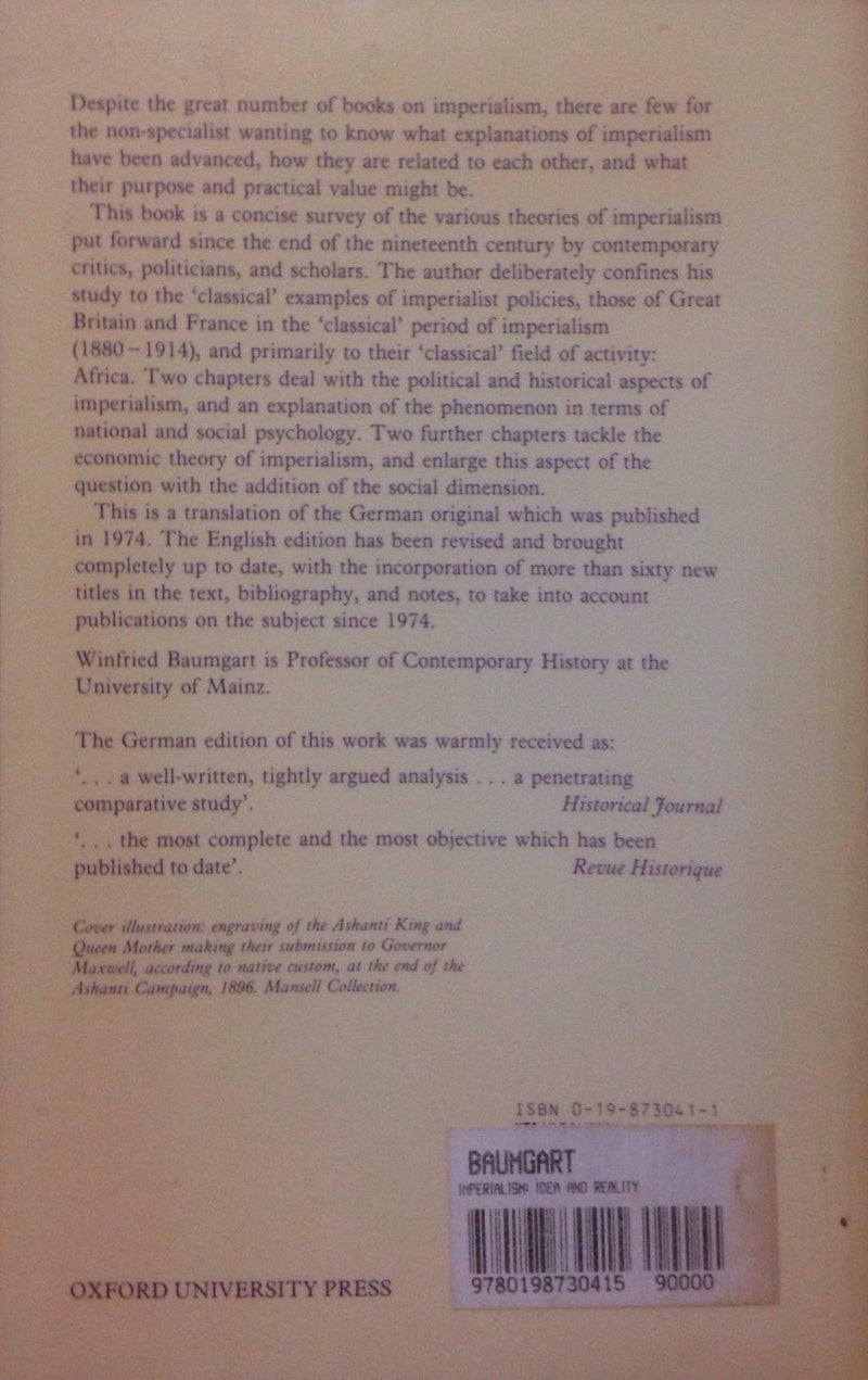 Imperialism: The Idea and Reality of British and French Colonial Expansion, 18801914,Used
