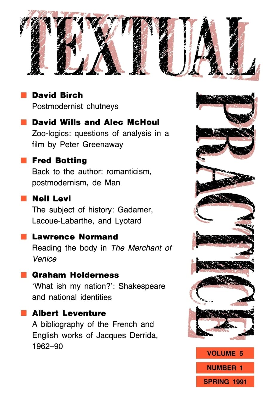 Textual Practice: Volume 5, Issue 1 (Textual Practice Journal)
