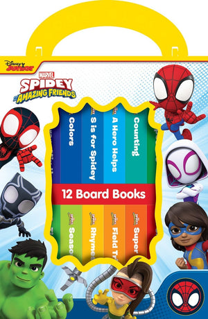 Marvel Spidey and his Amazing Friends  My First Library 12 Board Book Set  First Words, Alphabet, Numbers, and More Baby Books,New