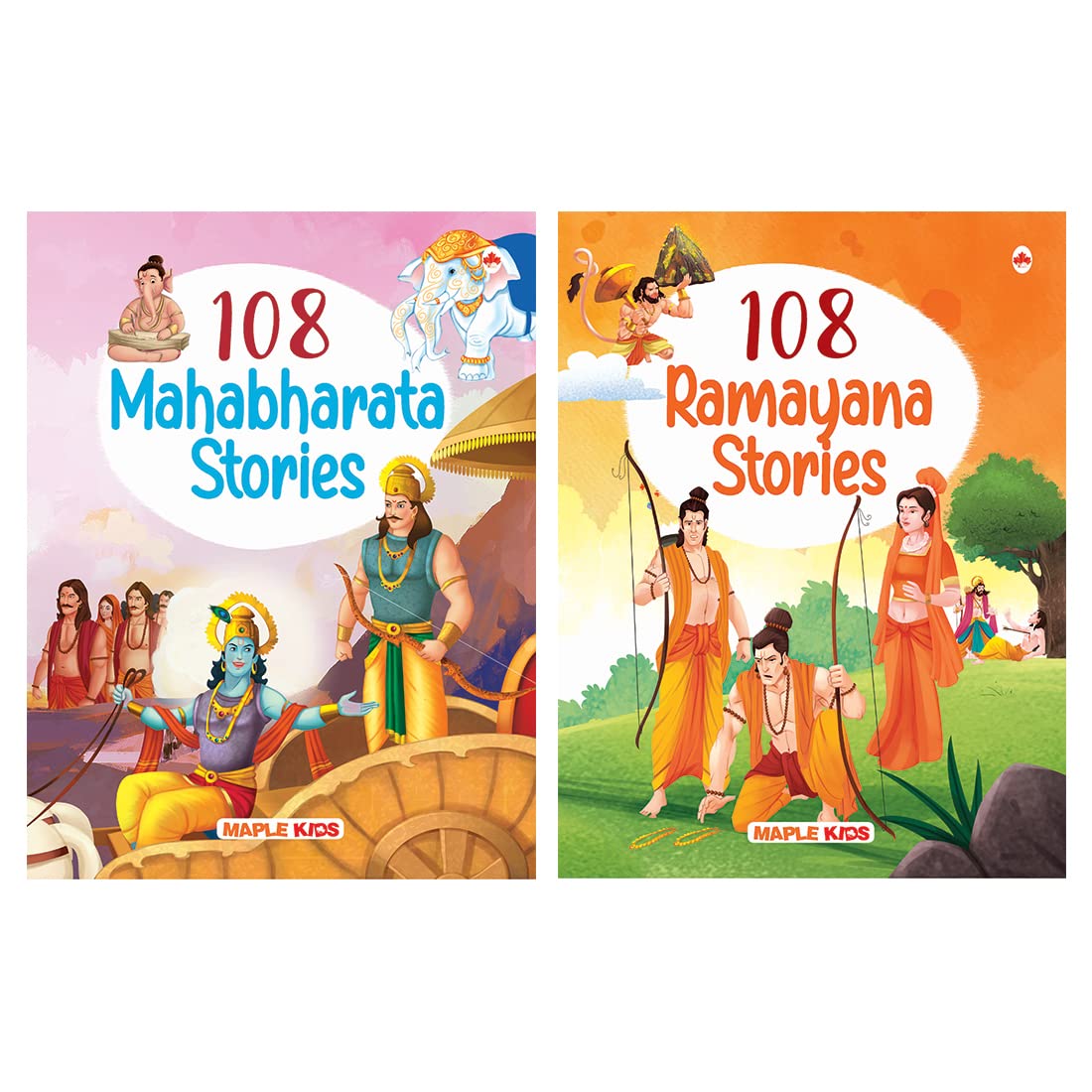 Stories From The Ramayana And The Mahabharata (Set Of 2 Books) (Illustrated) - Story Books For Kids - Bedtime Stories - 4 Years To 10 Years Old - English Stories For Children - Read Aloud To Infants, Toddlers