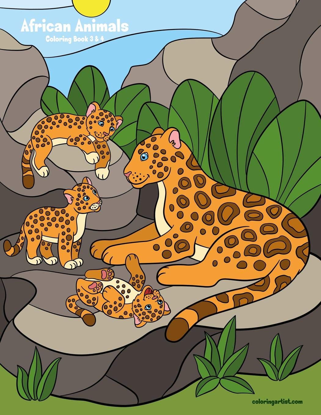 African Animals Coloring Book 3 & 4,Used