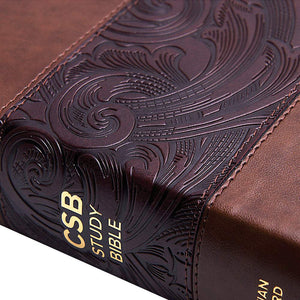 CSB Study Bible, Personal Size Edition, Mahogany LeatherTouch, Red Letter, Study Notes and Commentary, Illustrations, Ribbon Mar,Used