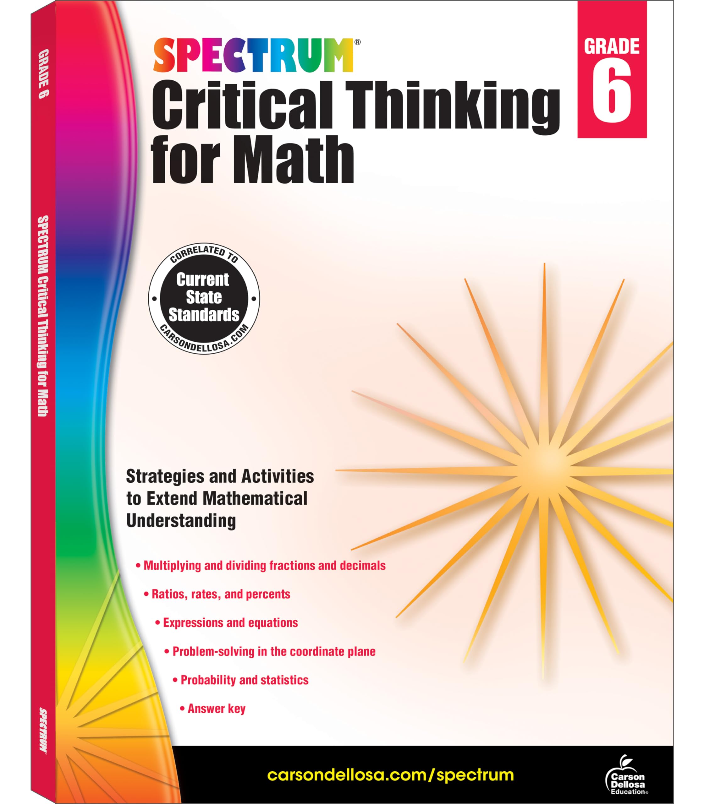 Spectrum Critical Thinking Math Grade 6 Workbook, Ages 10 to 11, 6th Grade Critical Thinking Math Workbook, Multiplying and Divi,New