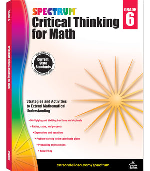Spectrum Critical Thinking Math Grade 6 Workbook, Ages 10 to 11, 6th Grade Critical Thinking Math Workbook, Multiplying and Divi,New
