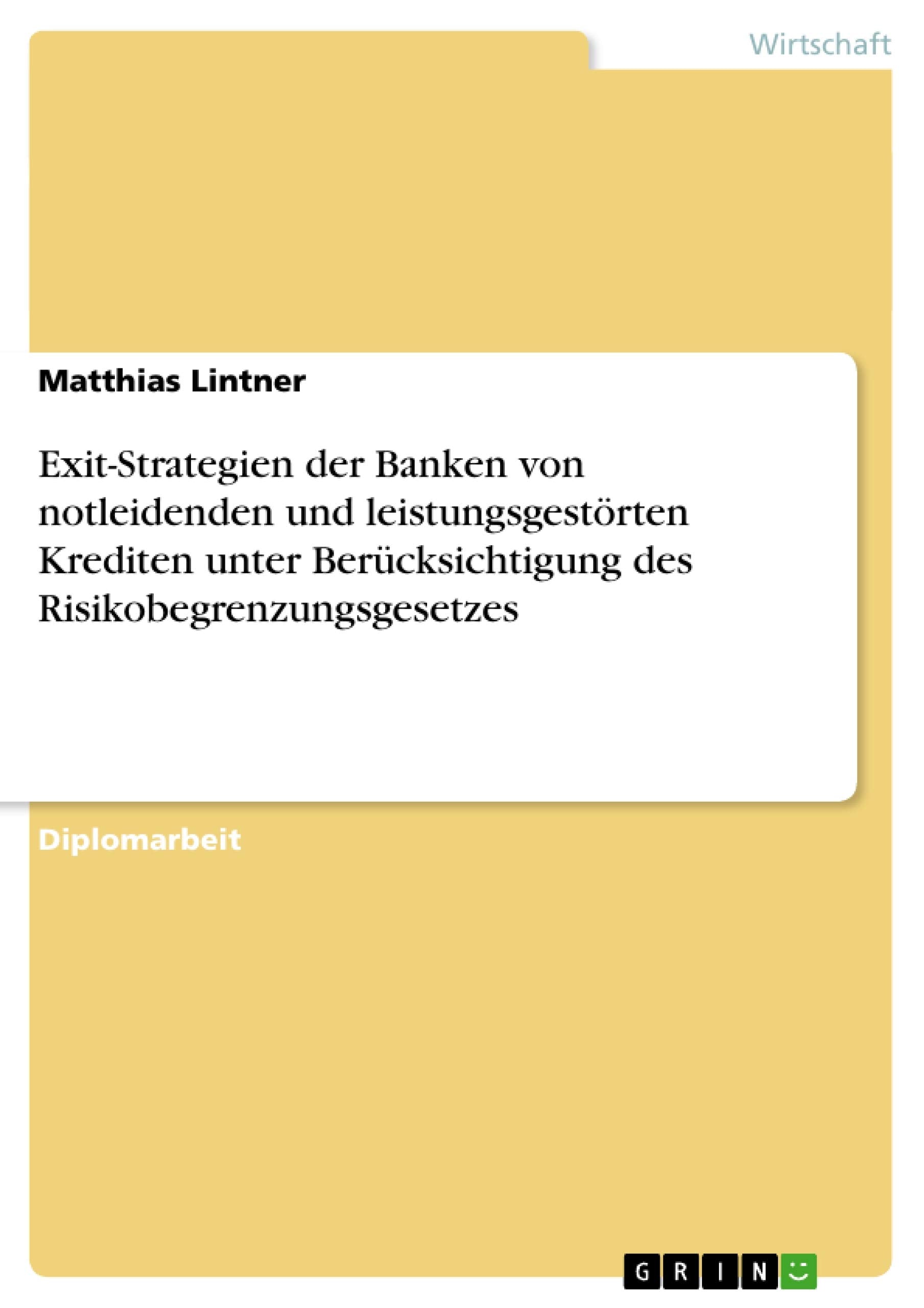 Exitstrategien Der Banken Von Notleidenden Und Leistungsgestrten Krediten Unter Bercksichtigung Des Risikobegrenzungsgesetzes (,Used