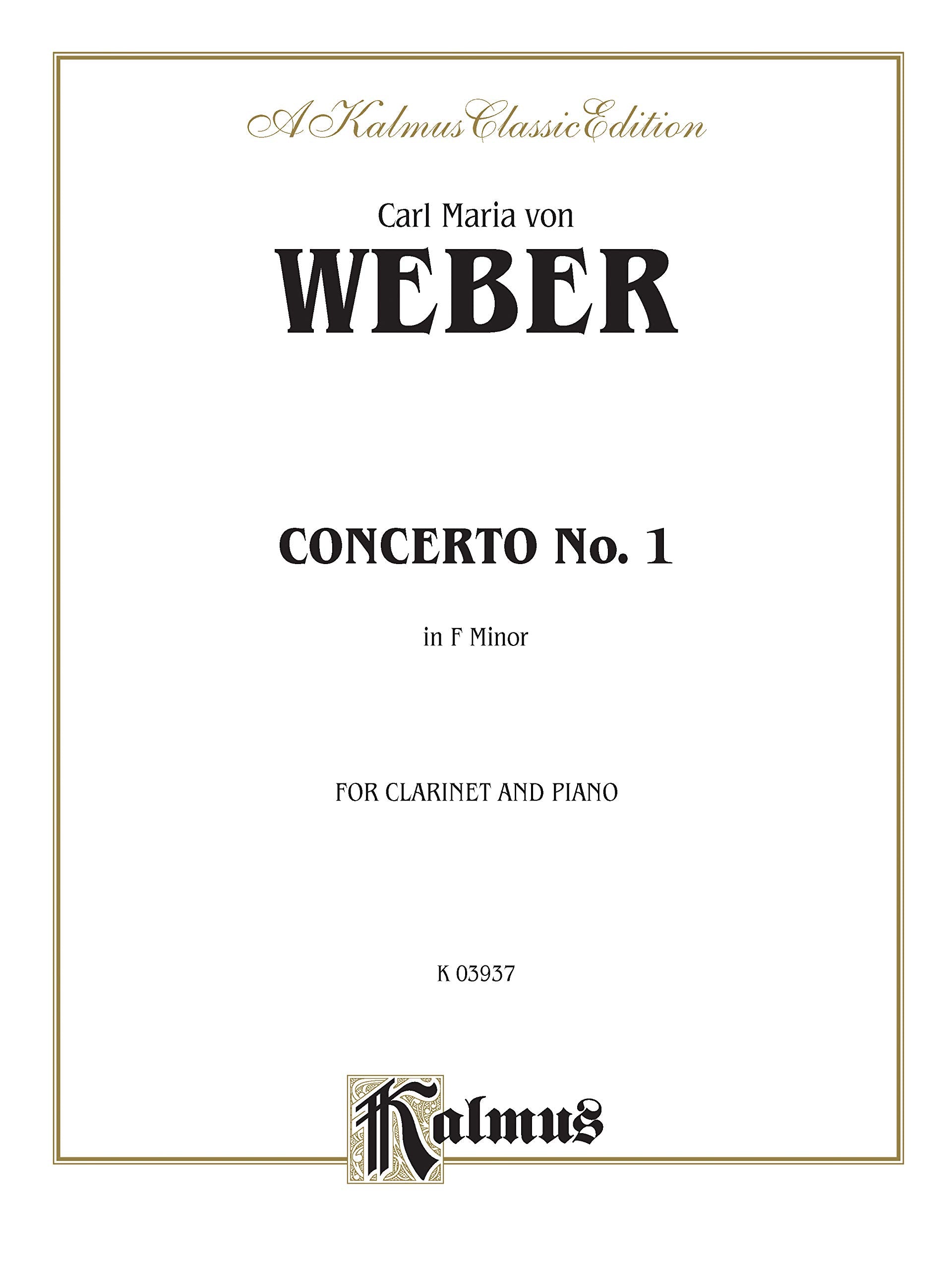 Clarinet Concerto No. 1 in F Minor, Op. 73 (Orch.): Part(s) (Kalmus Edition),Used