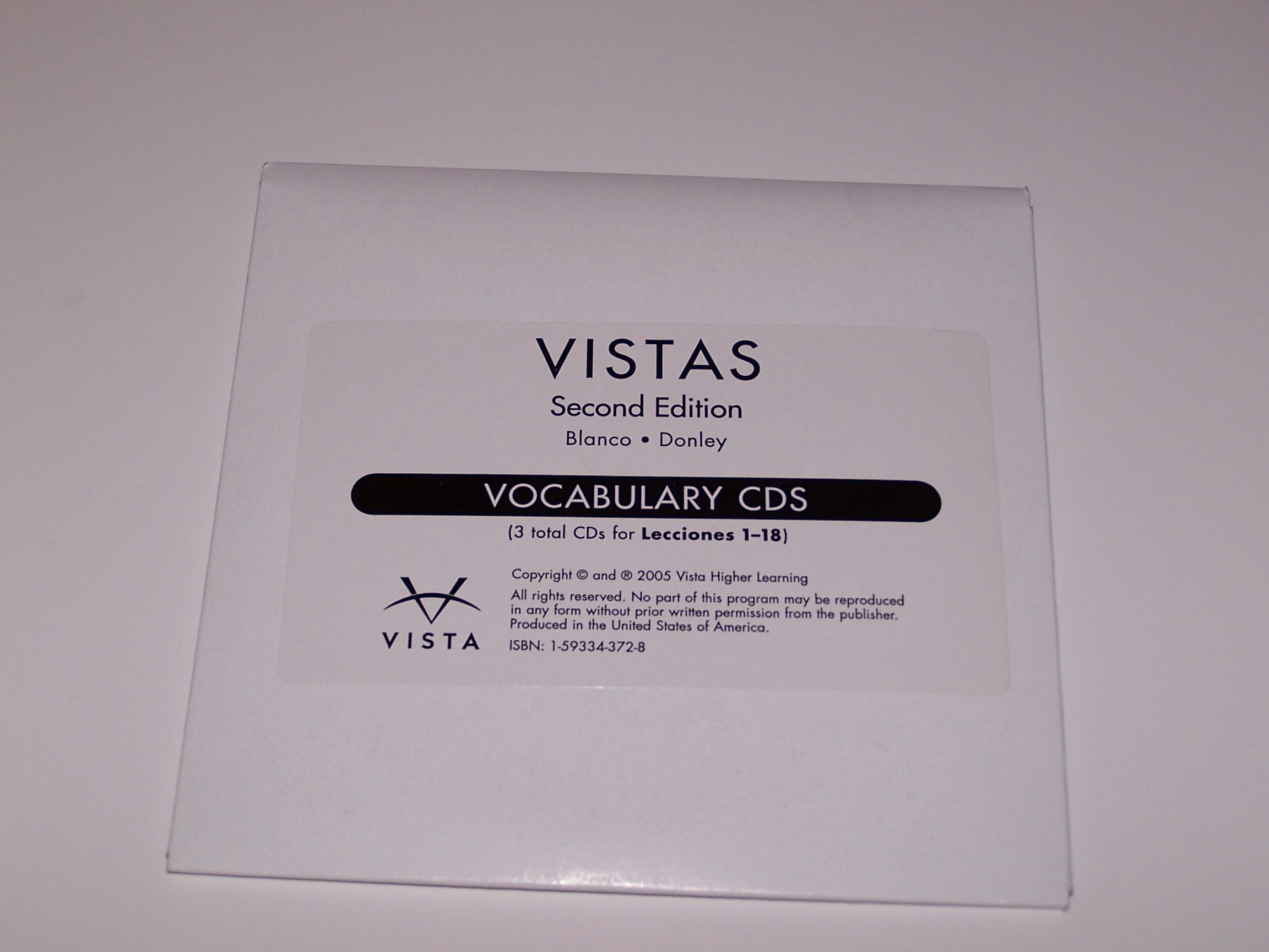 Vistas: Vocabulary Cds (3 Total Cds For Lecciones 118),Used