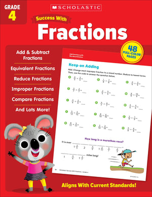 Scholastic Success with Fractions Grade 4 Workbook,Used