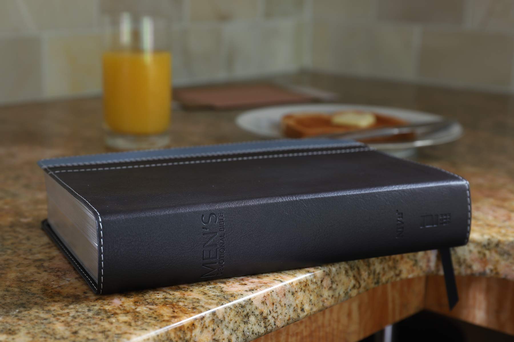NIV, Men's Devotional Bible, Leathersoft, Charcoal Grey/Steel Blue,New