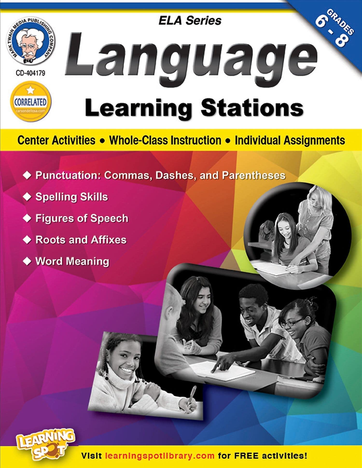 Mark Twain  Language Learning Stations, Grades 6  8 (English Language Arts),Used