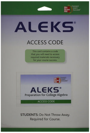 ALEKS Prep Access Card 6 Weeks for College Algebra,Used