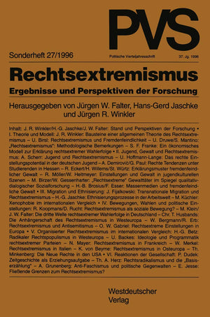 Rechtsextremismus: Ergebnisse und Perspektiven der Forschung (Politische Vierteljahresschrift Sonderhefte, 27) (German Edition),Used