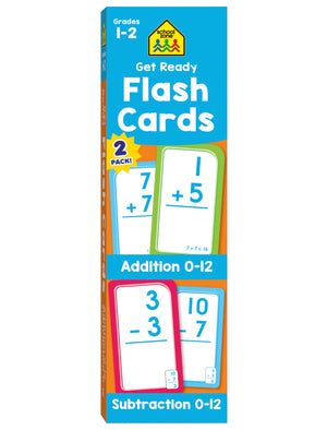 School Zone  Get Ready Flash Cards Addition & Subtraction 2 Pack  Ages 6 to 7, 1st Grade, 2nd Grade, Addition, Subtraction, Ea,New