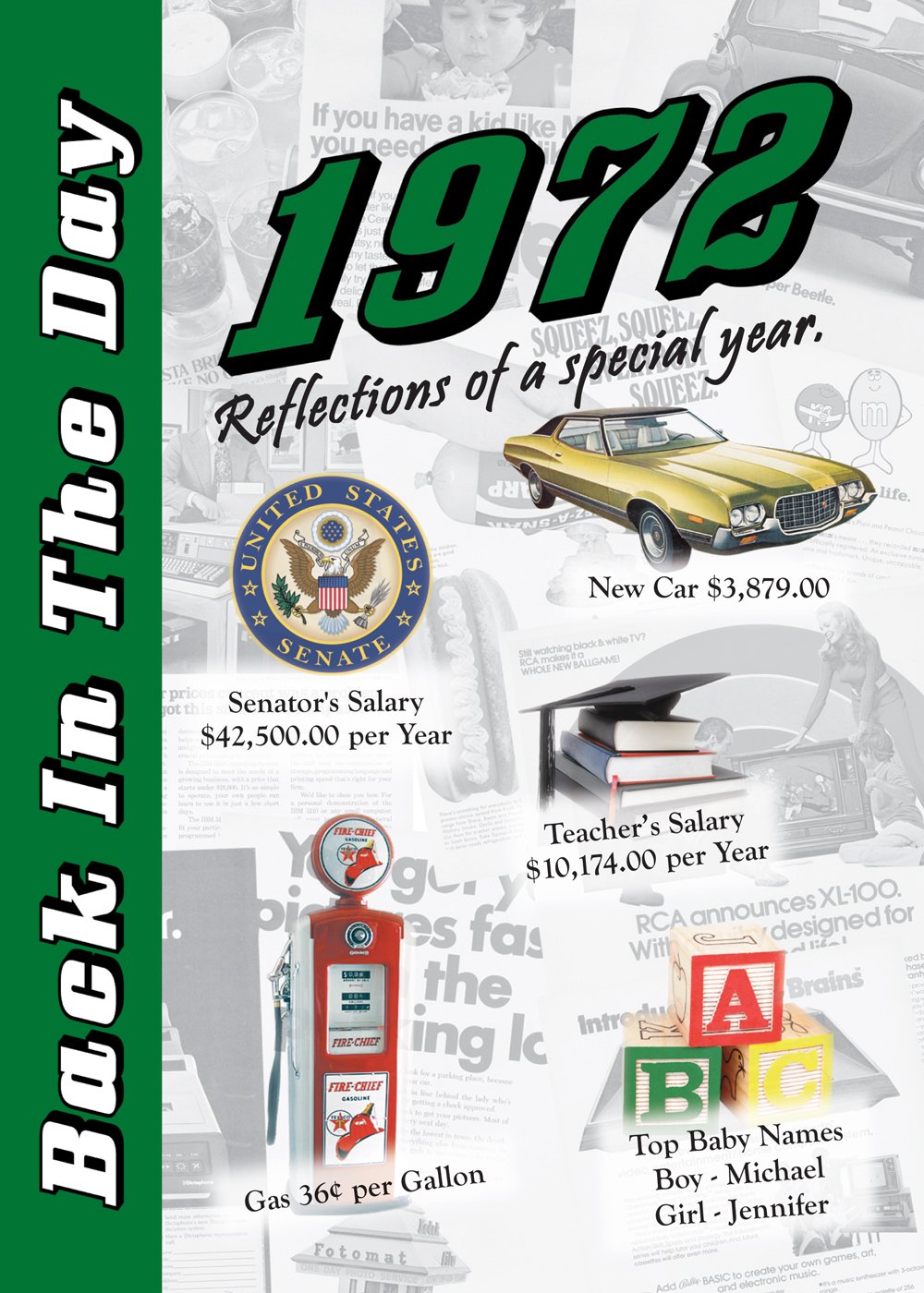 1972 Back In The Day  24page Greeting Card / Booklet with Envelope (5 x 7 Size)  Great for Birthdays, Anniversaries, Reunions,Used