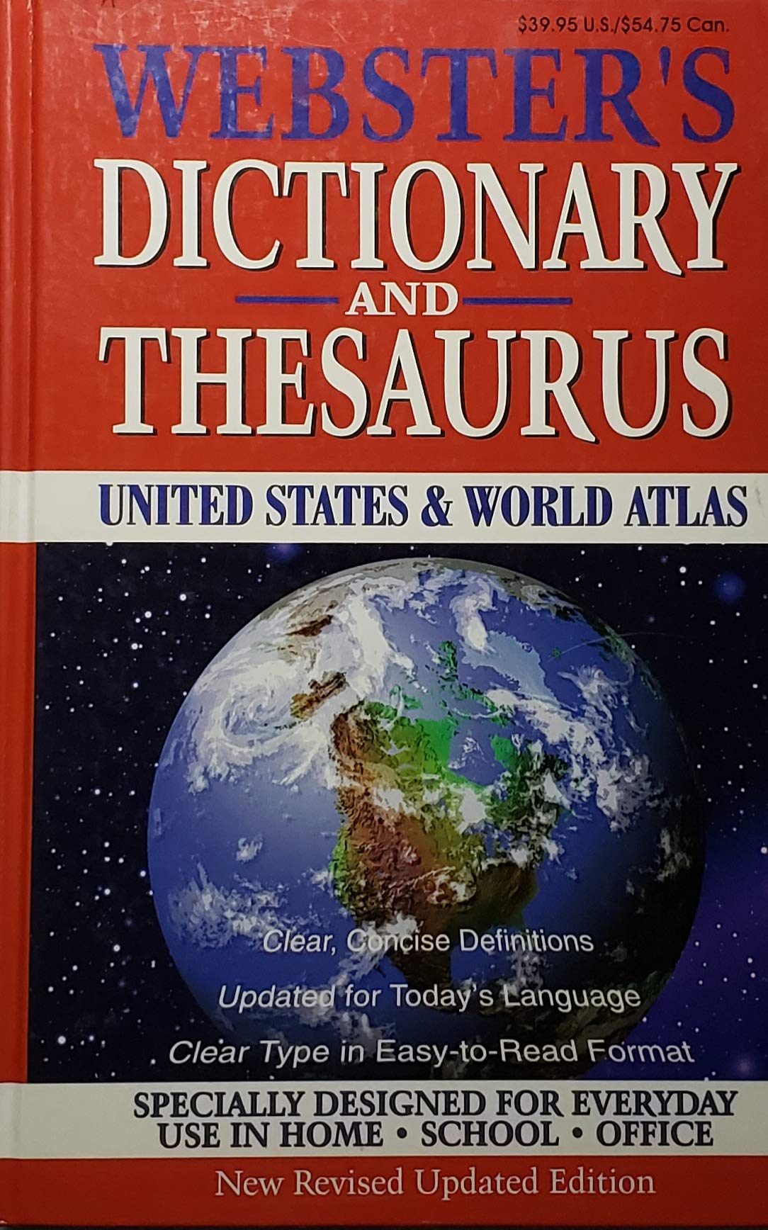 Webster's Dictionary and Thesaurus with United States & World Atlas,Used