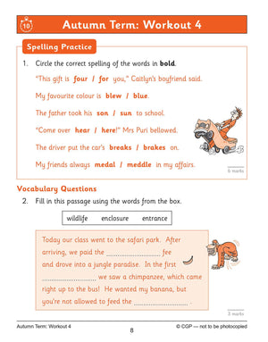 New KS2 English 10Minute Weekly Workouts: Spelling & Vocabulary  Year 4 (CGP KS2 English),Used