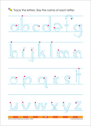 School Zone  Lowercase Alphabet Workbook  32 Pages, Ages 3 To 5, Preschool To Kindergarten, Abc'S, Letters, Tracing, Printing,,Used