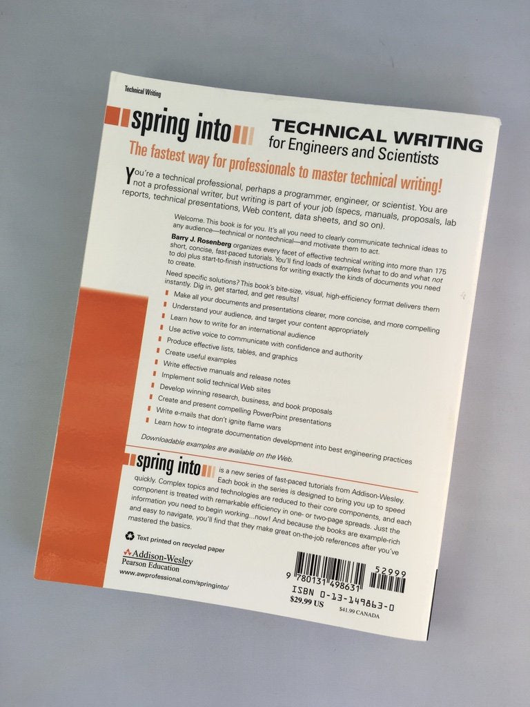 Spring Into Technical Writing for Engineers and Scientists,New