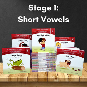 Charge Into Reading Decodable Books (Stage 1): 5 Short Vowel Decodable Readers To Help Kindergarten And First Grade Beginning Re