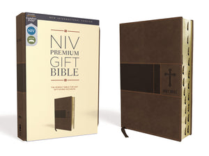 NIV, Premium Gift Bible, Leathersoft, Brown, Red Letter, Thumb Indexed, Comfort Print: The Perfect Bible for Any GiftGiving Occ,New